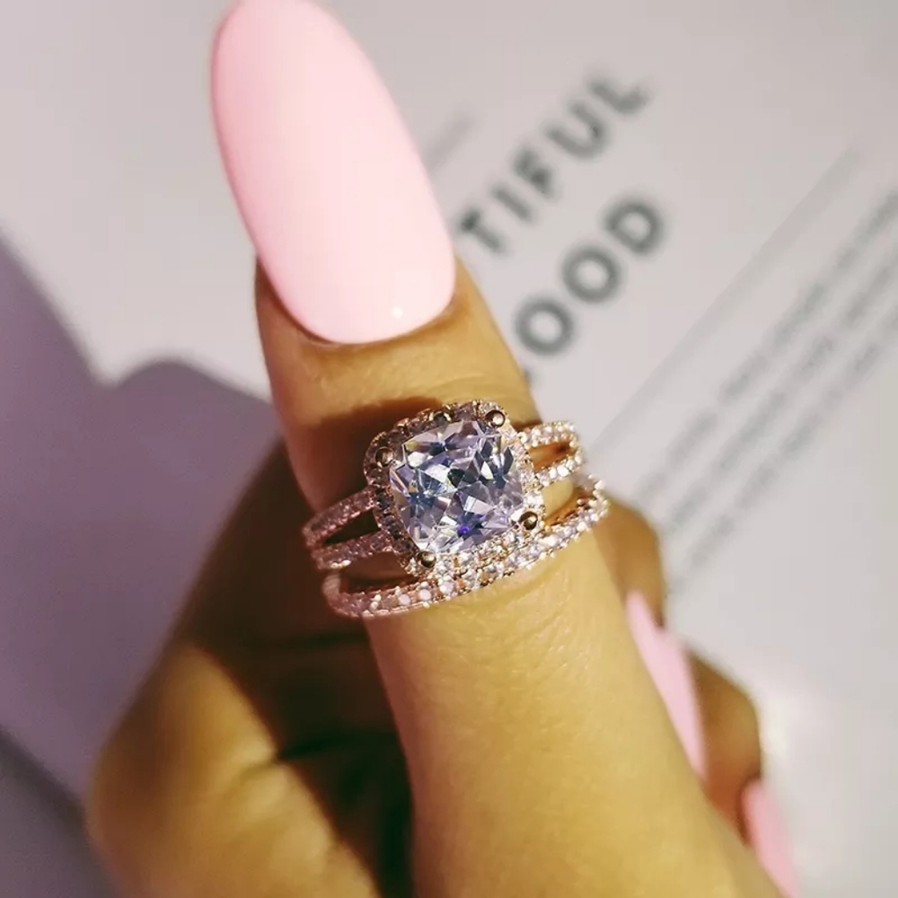 Gorgeous Rose Gold Engagement Set of Rings